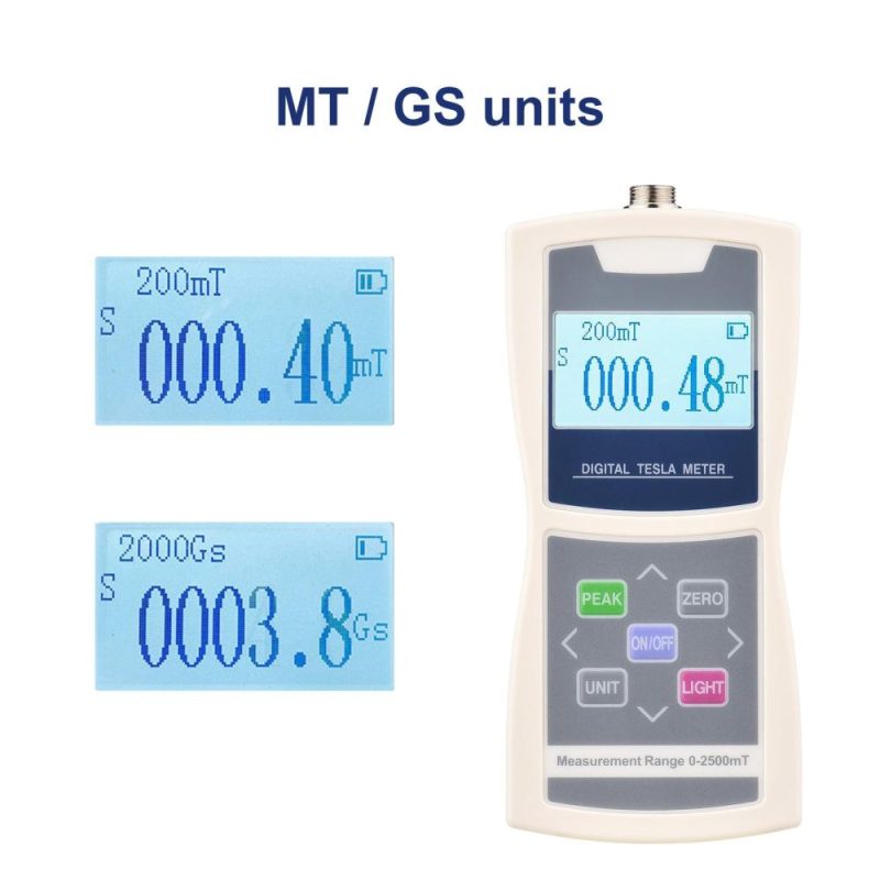 Digital Tesla Meter Gaussmeter Auto Range 200mT/ 2000mT High Accuracy Sensitive Surface Magnetic Field Tester with Standard Radial Hall Probe Plastic Box  |   Other Instruments Measurement & Analysis Instruments Ivory