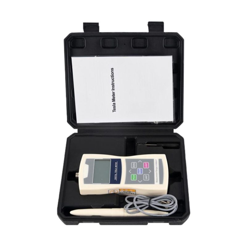 Digital Tesla Meter Gaussmeter Auto Range 200mT/ 2000mT High Accuracy Sensitive Surface Magnetic Field Tester with Standard Radial Hall Probe Plastic Box  |   Other Instruments Measurement & Analysis Instruments Ivory