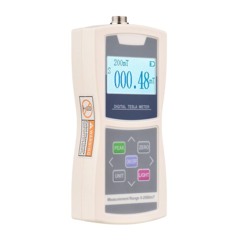 Digital Tesla Meter Gaussmeter Auto Range 200mT/ 2000mT High Accuracy Sensitive Surface Magnetic Field Tester with Standard Radial Hall Probe Plastic Box  |   Other Instruments Measurement & Analysis Instruments Ivory