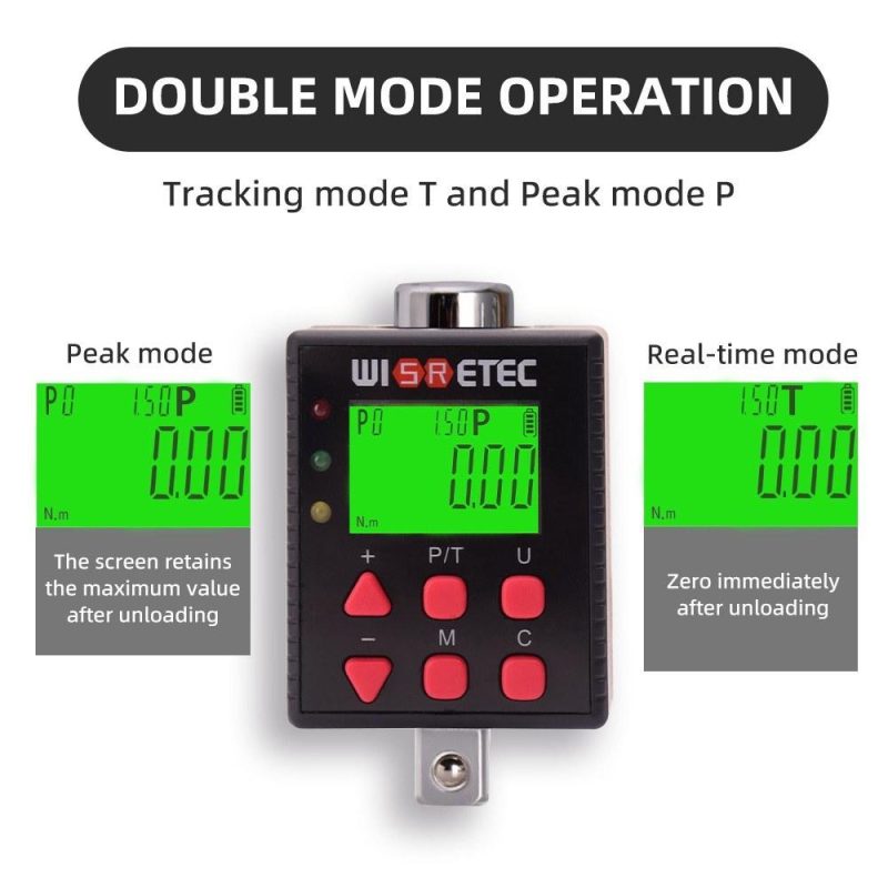 Digital Torque Meter Digital Backlight Display Wrench Torque Tester Two Working Modes Adjustable Five Units Switchable with Buzzer and LED Indicator Light Function  |   Other Instruments Measurement & Analysis Instruments Other Instruments