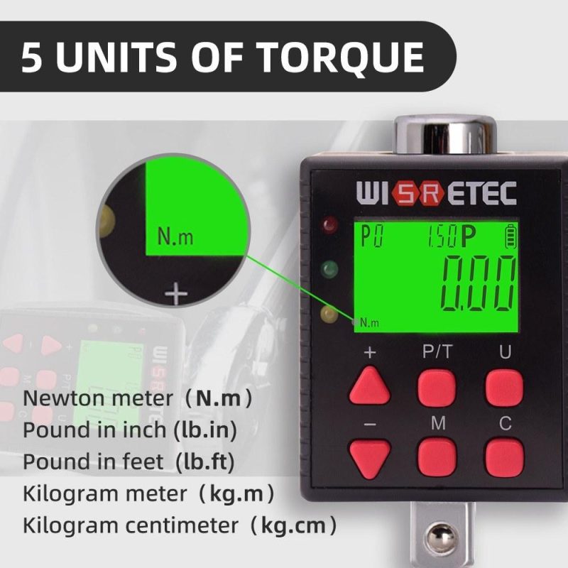 Digital Torque Meter Digital Backlight Display Wrench Torque Tester Two Working Modes Adjustable Five Units Switchable with Buzzer and LED Indicator Light Function  |   Other Instruments Measurement & Analysis Instruments Other Instruments