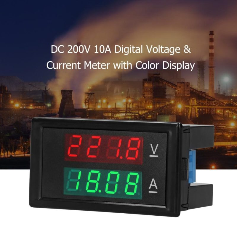 Digital Voltmeter Ammeter Voltage Current Tester Gauge Volt Amperage Tester Meter Amp Detector Red Green Dual Display Digital Multimeter  |   Voltage & Current Testers Measurement & Analysis Instruments Black