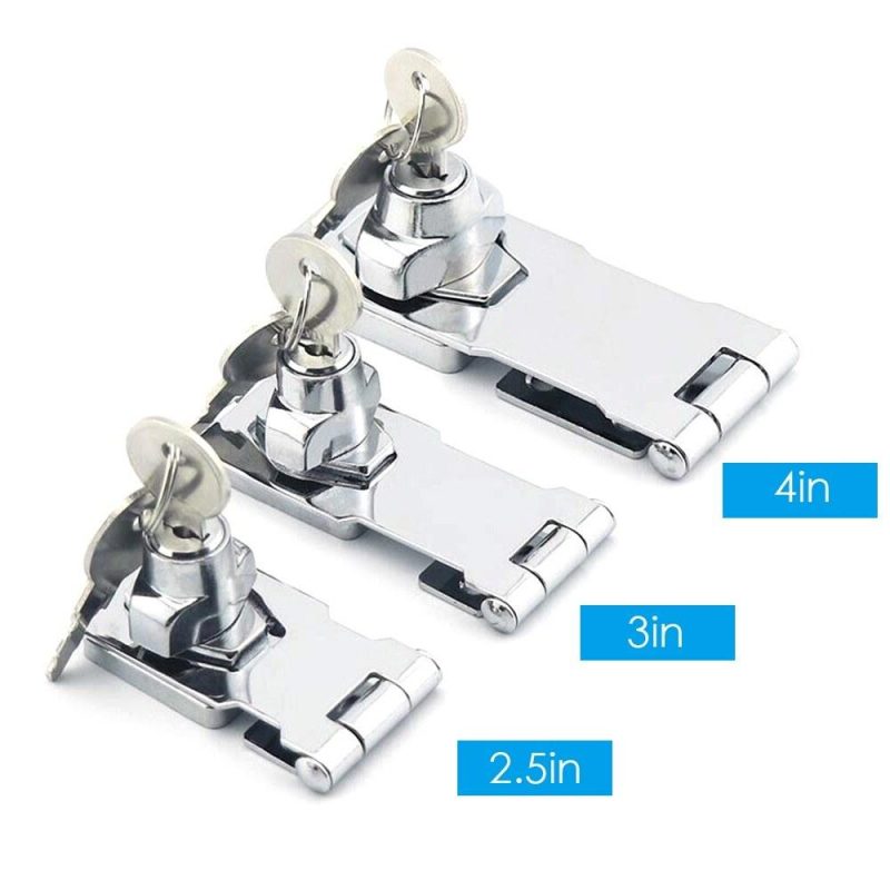 Door Lock Latch Cabinet Locks with Keys Hasp Lock Chrome Plated Garage Door Hasp Lock Staple Security Lock  |   Others Hardware & Gadgets Others