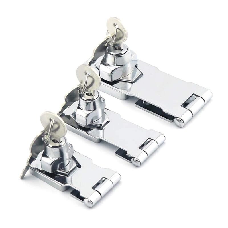 Door Lock Latch Cabinet Locks with Keys Hasp Lock Chrome Plated Garage Door Hasp Lock Staple Security Lock  |   Others Hardware & Gadgets Others