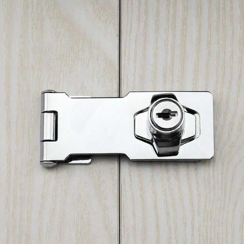 Door Lock Latch Cabinet Locks with Keys Hasp Lock Chrome Plated Garage Door Hasp Lock Staple Security Lock  |   Others Hardware & Gadgets Others