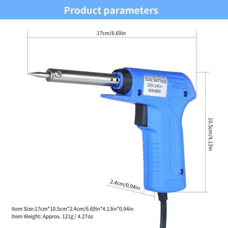 Double Power Electric Soldering Iron Gun type Electric Soldering Iron Power Adjustable Soldering Iron Gun Blue 40W/80W Adjustable  |   Electrical Soldering Welding Tools Electrical Soldering Welding Tools Blue