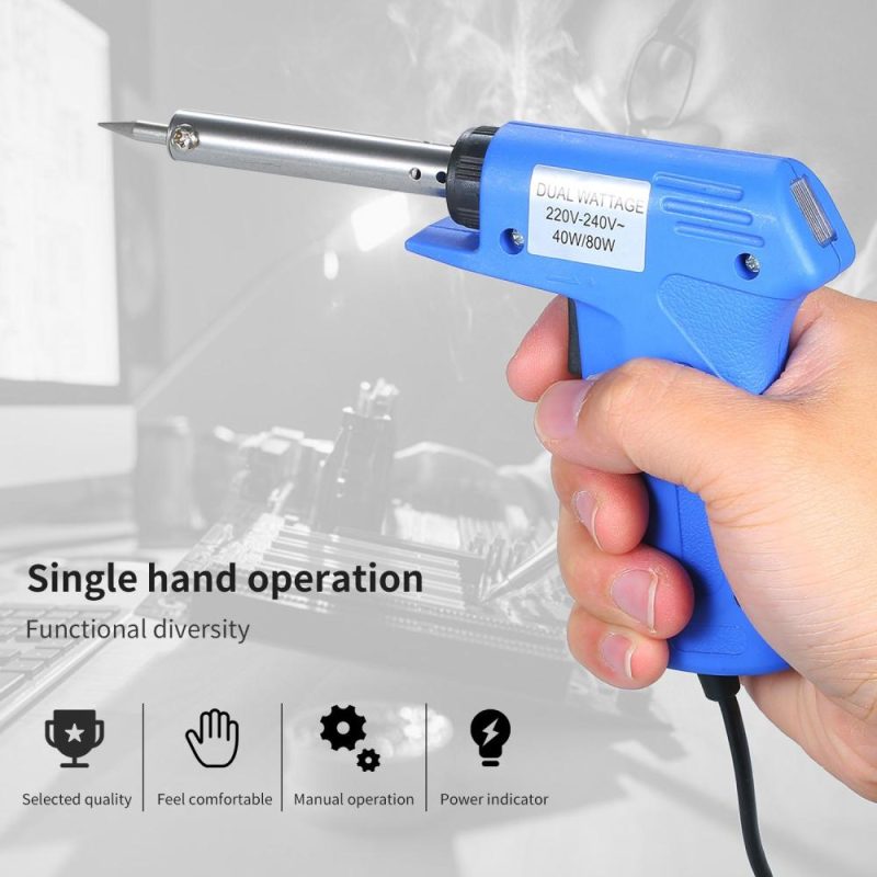 Double Power Electric Soldering Iron Gun type Electric Soldering Iron Power Adjustable Soldering Iron Gun Blue 40W/80W Adjustable  |   Electrical Soldering Welding Tools Electrical Soldering Welding Tools Blue