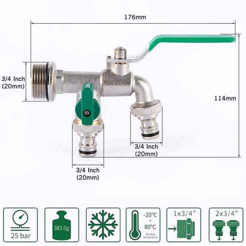 Double Tap 1/2 Inch and 1 * 3/4 Inch Outlet with Thicken Outlet Valve Detachable for Garden Drinking Water Farm Crops with Red Handle  |   Others Hardware & Gadgets Black1/Black2/Green1/Green2/Red1/Red2