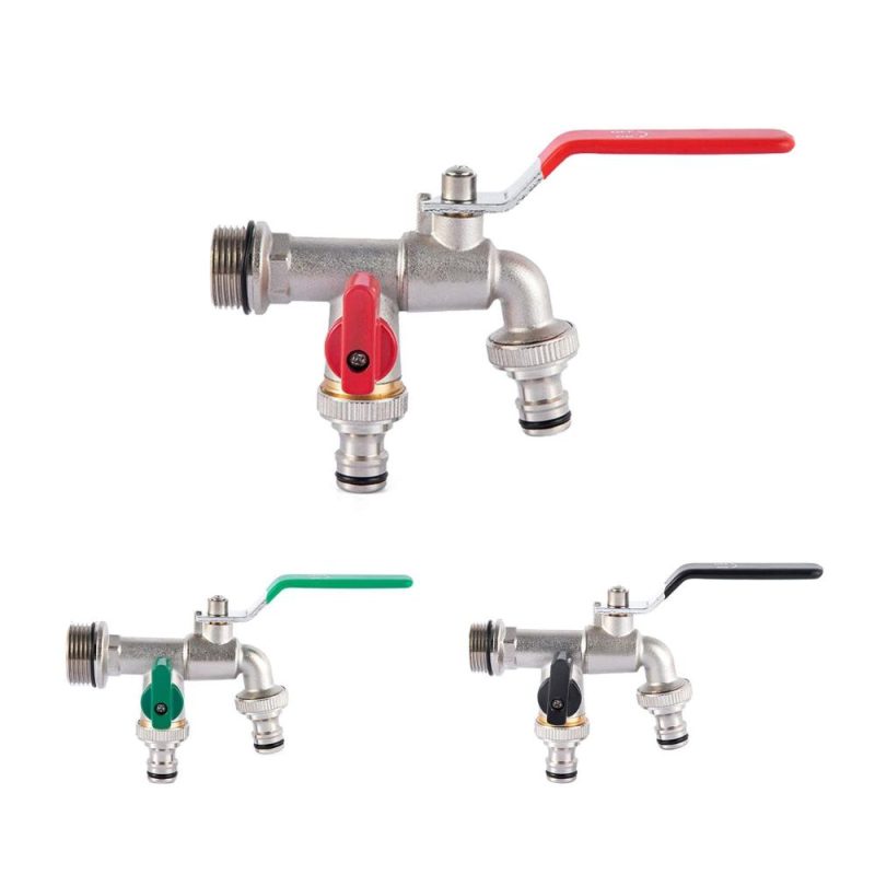 Double Tap 1/2 Inch and 1 * 3/4 Inch Outlet with Thicken Outlet Valve Detachable for Garden Drinking Water Farm Crops with Red Handle  |   Others Hardware & Gadgets Black1/Black2/Green1/Green2/Red1/Red2