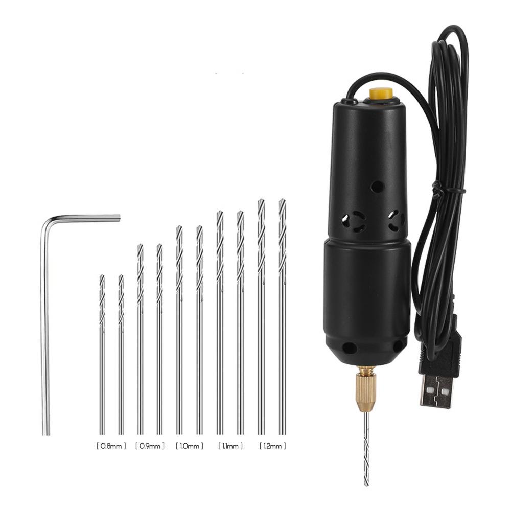 Drill Set Resin Electric Mini Drill with 10pcs Drills Bits for Jewelry DIY Aluminum Products Wood Key Chain Making Resin Casting Molds Black  |   Electrical Equipment & Supplies Electrical Equipment & Supplies Black