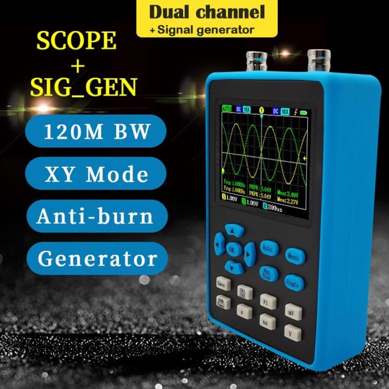 DSO2512G 120M Bandwidth Portable Handheld Dual Channel Oscilloscope with 2.8 Inch Display Screen  |   Digital Multimeters & Oscilloscopes Digital Multimeters & Oscilloscopes Blue