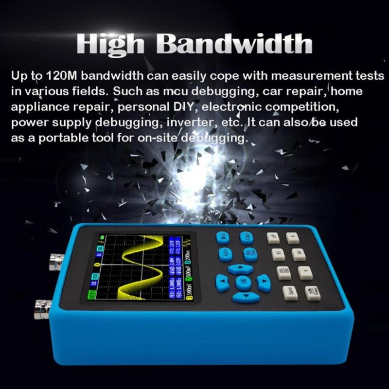 DSO2512G 120M Bandwidth Portable Handheld Dual Channel Oscilloscope with 2.8 Inch Display Screen  |   Digital Multimeters & Oscilloscopes Digital Multimeters & Oscilloscopes Blue