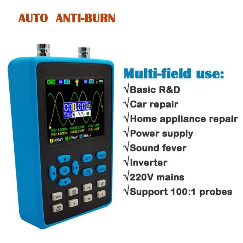 DSO2512G 120M Bandwidth Portable Handheld Dual Channel Oscilloscope with 2.8 Inch Display Screen  |   Digital Multimeters & Oscilloscopes Digital Multimeters & Oscilloscopes Blue