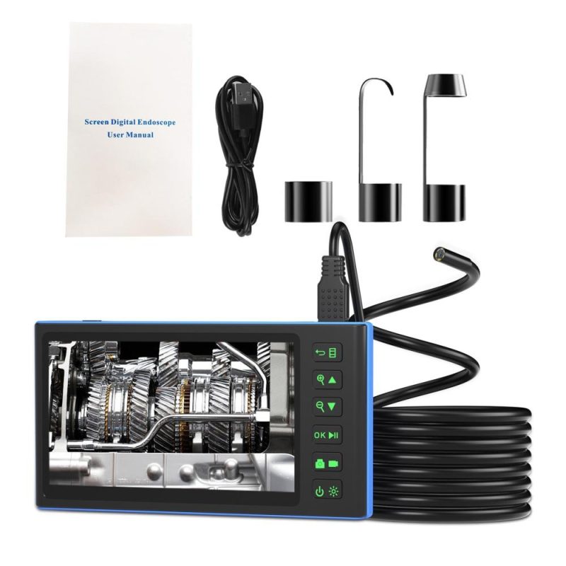 Dual Camera Endoscope with 7-inch IPS Color Screen Borescope with 6 LED Lights 1080P Photos Videos Snake Camera IP67 Waterproof 2 Million Pixels Inspection Camera with TF Card Slot  |   Microscopes & Endoscope Measurement & Analysis Instruments Black/Blue