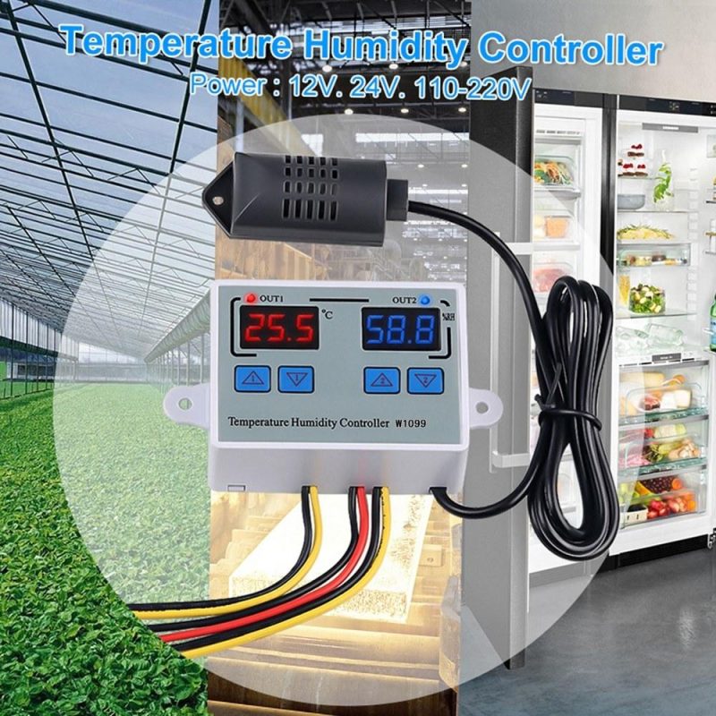 Dual Digital Temperature Humidity Controller Home Fridge Thermostat Humidistat Thermometer Hygrometer XK-W1099 AC110-220V  |   Temperature & Humidity Measurements Measurement & Analysis Instruments Temperature & Humidity Measurements