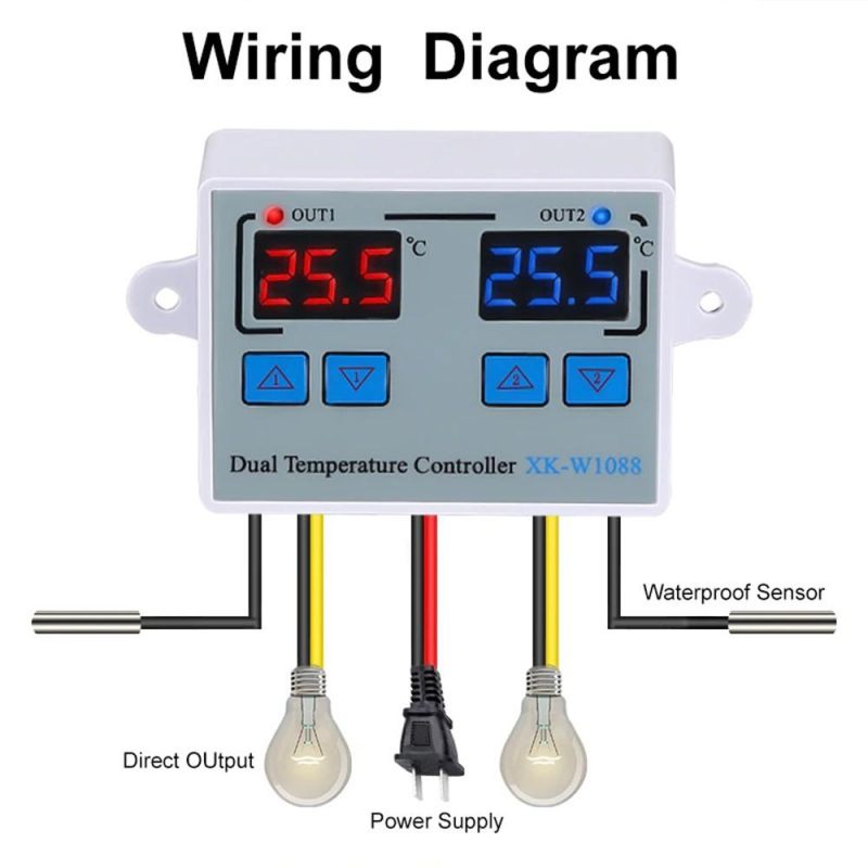 Dual Digital Thermostat Temperature Controller Two Relay Output Thermoregulator for incubator Heating Cooling XK-W1088 AC110-220V  |   Temperature & Humidity Measurements Measurement & Analysis Instruments Temperature & Humidity Measurements