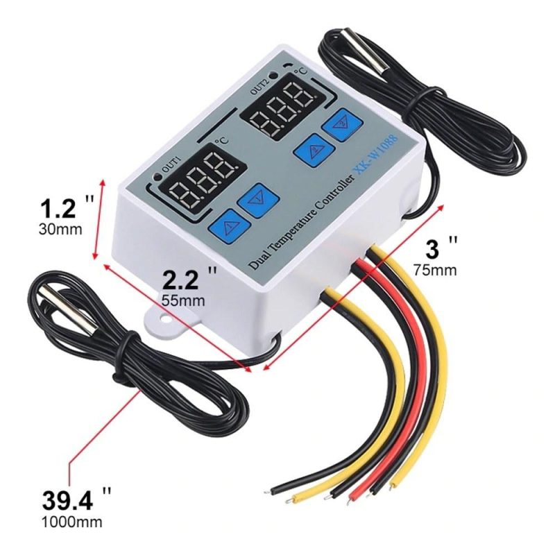 Dual Digital Thermostat Temperature Controller Two Relay Output Thermoregulator for incubator Heating Cooling XK-W1088 AC110-220V  |   Temperature & Humidity Measurements Measurement & Analysis Instruments Temperature & Humidity Measurements