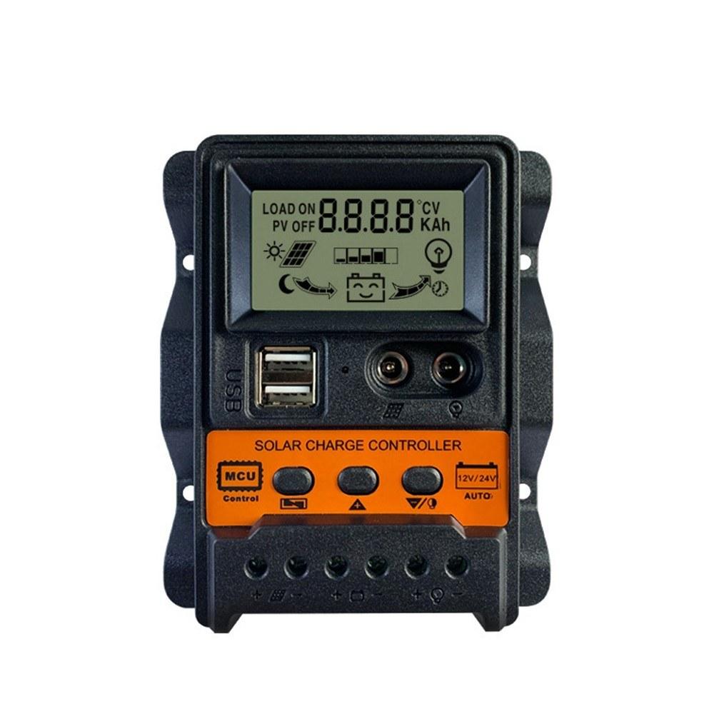 Dual USB Output Photovoltaic Power Controller 12Volt 24Volt Automatic Identification LCD Display Solar Controller Three-stage Charging Management PWM Controllers  |   Electrical Equipment & Supplies Electrical Equipment & Supplies Electrical Equipment & Supplies