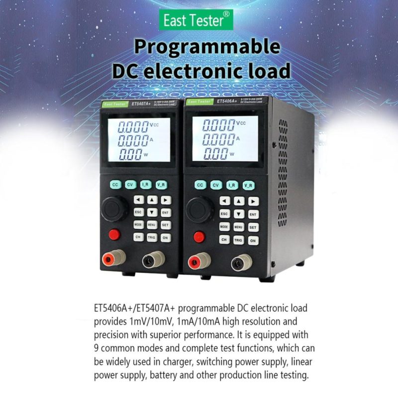 East Tester ET5406A+ 200W 0-120V 0-20A Programmable DC Electronic Load Tester 1mV/1mA Mini Battery Tester for CC/CV Test  |   Other Instruments Measurement & Analysis Instruments Other Instruments