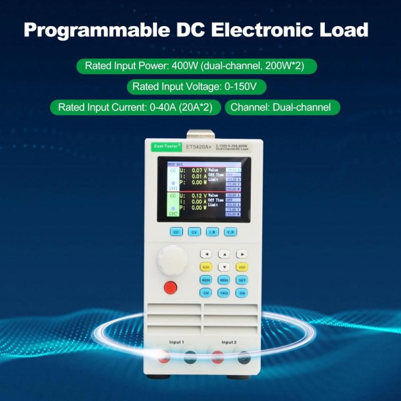 East Tester ET5420A+ Dual-channel DC Programmable Electronic Load Tester 2.8-inch TFT LCD Screen 150V 20A*2 200W*2  |   Electrical Measuring Tools Electrical Measuring Tools Electrical Measuring Tools