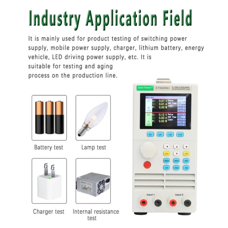 East Tester ET5420A+ Dual-channel DC Programmable Electronic Load Tester 2.8-inch TFT LCD Screen 150V 20A*2 200W*2  |   Electrical Measuring Tools Electrical Measuring Tools Electrical Measuring Tools