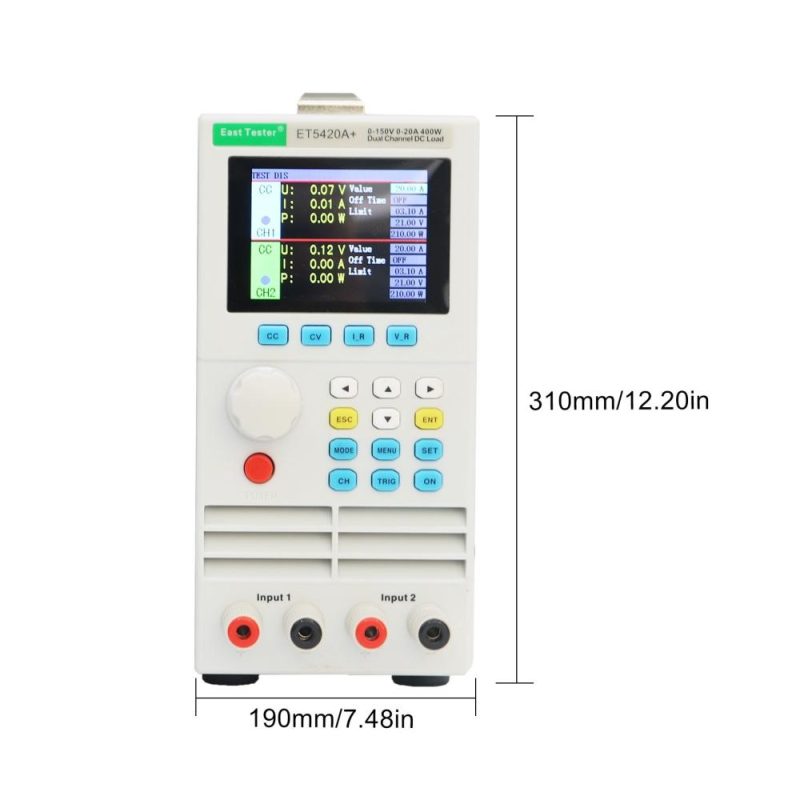 East Tester ET5420A+ Dual-channel DC Programmable Electronic Load Tester 2.8-inch TFT LCD Screen 150V 20A*2 200W*2  |   Electrical Measuring Tools Electrical Measuring Tools Electrical Measuring Tools