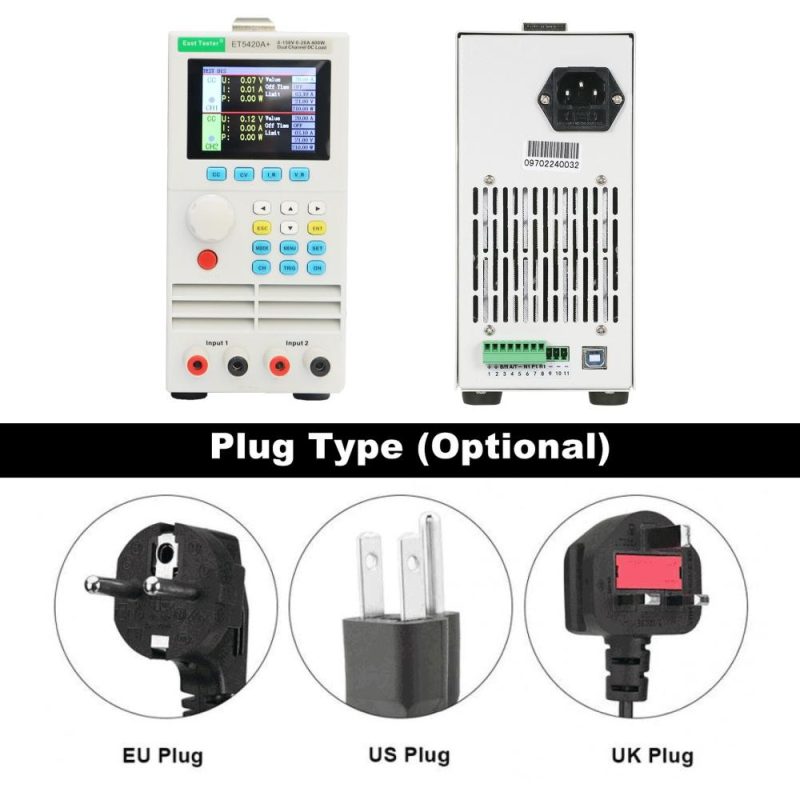 East Tester ET5420A+ Dual-channel DC Programmable Electronic Load Tester 2.8-inch TFT LCD Screen 150V 20A*2 200W*2  |   Electrical Measuring Tools Electrical Measuring Tools Electrical Measuring Tools