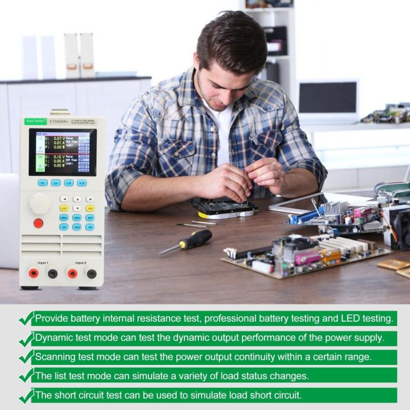 East Tester ET5420A+ Dual-channel DC Programmable Electronic Load Tester 2.8-inch TFT LCD Screen 150V 20A*2 200W*2  |   Electrical Measuring Tools Electrical Measuring Tools Electrical Measuring Tools