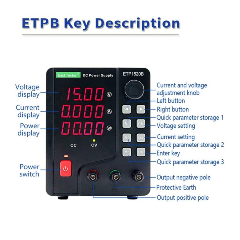 East Tester ETP1520B DC Regulated Power Supply 300W 15V 20A Single Channel DC Regulated Power Supply  |   Other Instruments Measurement & Analysis Instruments Other Instruments