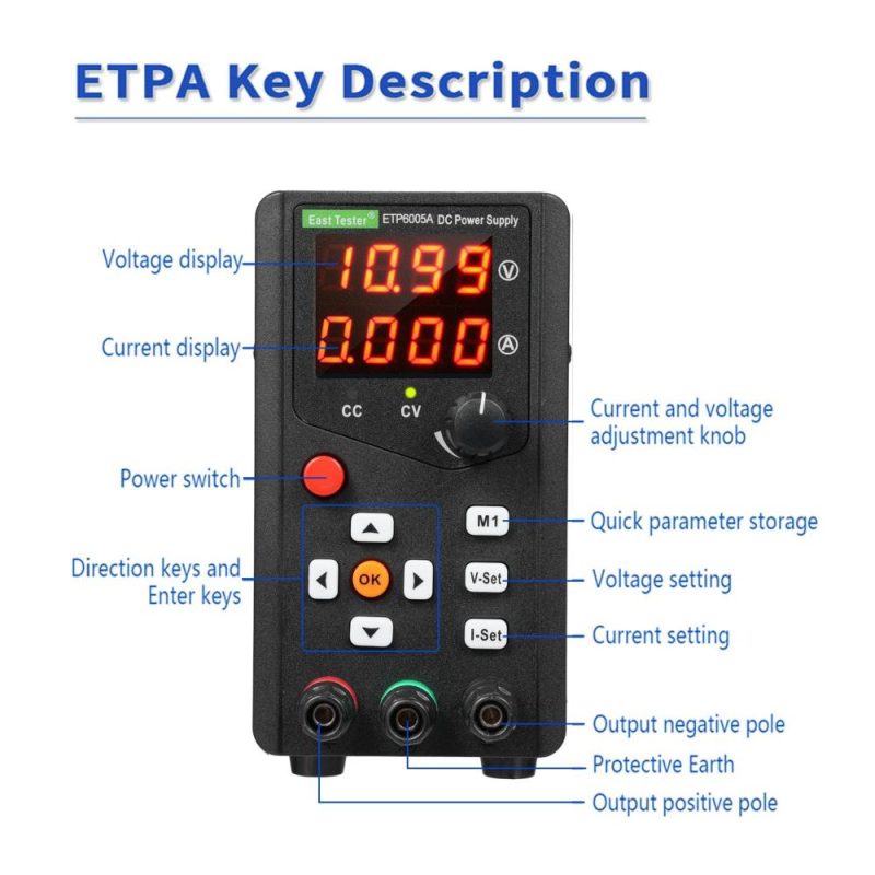 East Tester ETP6005A DC Regulated Power Supply 300W 60V 5A Single Channel Encoder Adjustment Maintenance Storage Remote Control Laboratory Power  |   Other Instruments Measurement & Analysis Instruments Other Instruments