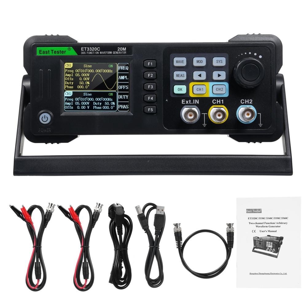 East Tester Two-Channel Function/ Arbitrary Waveform Generator 20MHz Frequency Meter ET3320C Pulse Signal Source 200MSa/s Sampling Rate  |   Digital Multimeters & Oscilloscopes Digital Multimeters & Oscilloscopes Digital Multimeters & Oscilloscopes