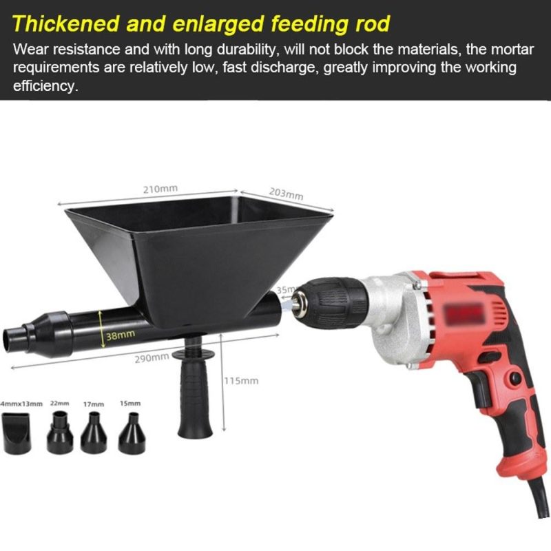 Electric Caulking Machine Door Window Grouting Device Mortar Automatic Filler 8mm Electric Drill Joint Cement Grouting Device with Four Replacement Nozzles  |   Others Hardware & Gadgets Black