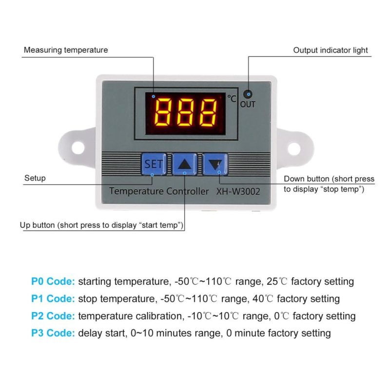 Electronic Temperature Controller LED Display Thermostat Module Temperature Temp Control Module Switch with Waterproof NTC Probe -50~110 ℃ for Refrigerator 110~220V 1500W  |   Temperature & Humidity Measurements Measurement & Analysis Instruments Temperature & Humidity Measurements