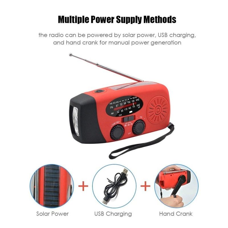 Emergency Hand Crank Radio with LED Flashlight for Emergency AM/FM NOAA Portable Weather Radio Dynamo Radio with 2000mAh Power Bank Phone Charger USB Charged & Solar Power for Camping Emergency  |   Other Instruments Measurement & Analysis Instruments Other Instruments