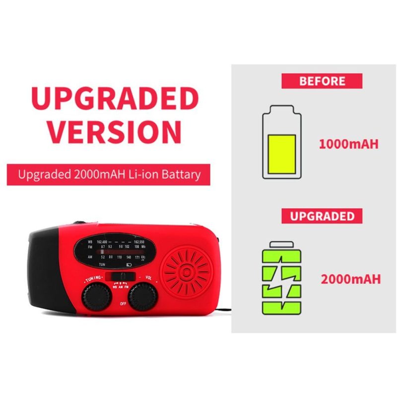 Emergency Hand Crank Radio with LED Flashlight for Emergency AM/FM NOAA Portable Weather Radio Dynamo Radio with 2000mAh Power Bank Phone Charger USB Charged & Solar Power for Camping Emergency  |   Other Instruments Measurement & Analysis Instruments Other Instruments