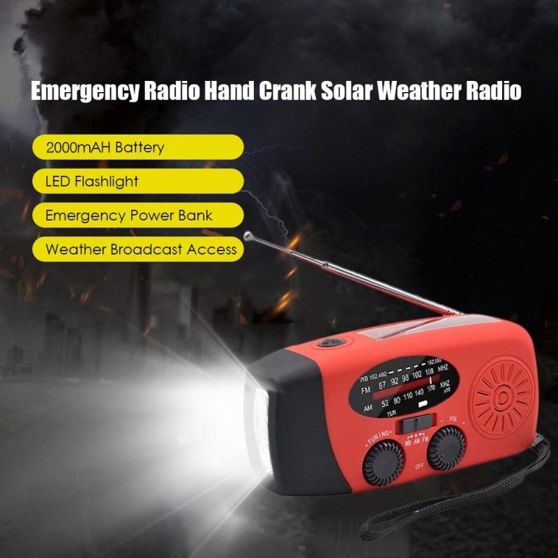 Emergency Hand Crank Radio with LED Flashlight for Emergency AM/FM NOAA Portable Weather Radio Dynamo Radio with 2000mAh Power Bank Phone Charger USB Charged & Solar Power for Camping Emergency  |   Other Instruments Measurement & Analysis Instruments Other Instruments