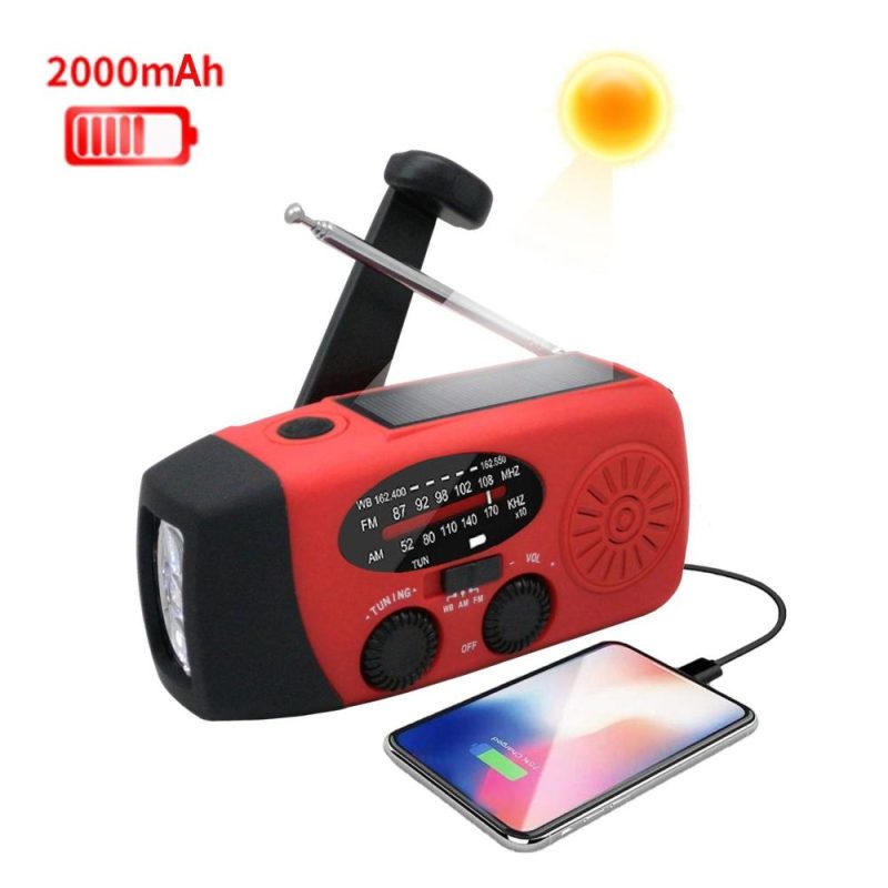 Emergency Hand Crank Radio with LED Flashlight for Emergency AM/FM NOAA Portable Weather Radio Dynamo Radio with 2000mAh Power Bank Phone Charger USB Charged & Solar Power for Camping Emergency  |   Other Instruments Measurement & Analysis Instruments Other Instruments