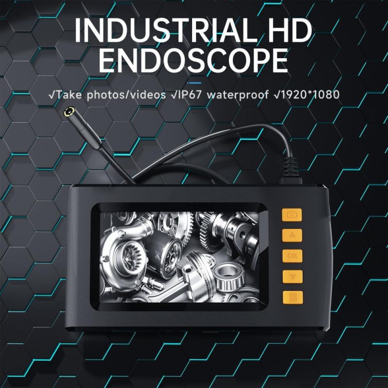 Endoscope Camera with Light HD 1080P Borescope with 4.3” LCD Screen 8 LED Lights  |   Microscopes & Endoscope Measurement & Analysis Instruments Black