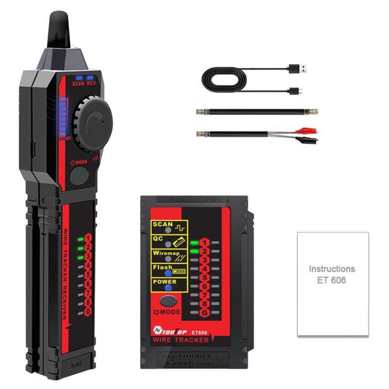 ET606 Cable Port Tester Handheld Network Cable Tester Cable Pairing Check Switch Flash POE Polarity Withstand Voltage of 60V with Low Battery Indicator Auto Power Off Functions  |   Other Instruments Measurement & Analysis Instruments Black