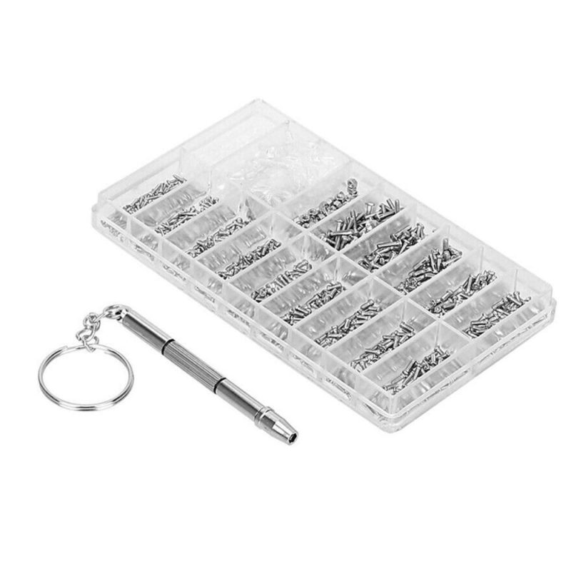 Eyeglasses Repairing Kit Set Assorted Storage Box Design 1000PCS Screws and Pads with Micro Screwdriver for Watch Clock Spectacle Eyewear Repairing Portable  |   Others Hardware & Gadgets Others