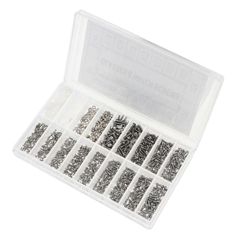 Eyeglasses Repairing Kit Set Assorted Storage Box Design 1000PCS Screws and Pads with Micro Screwdriver for Watch Clock Spectacle Eyewear Repairing Portable  |   Others Hardware & Gadgets Others