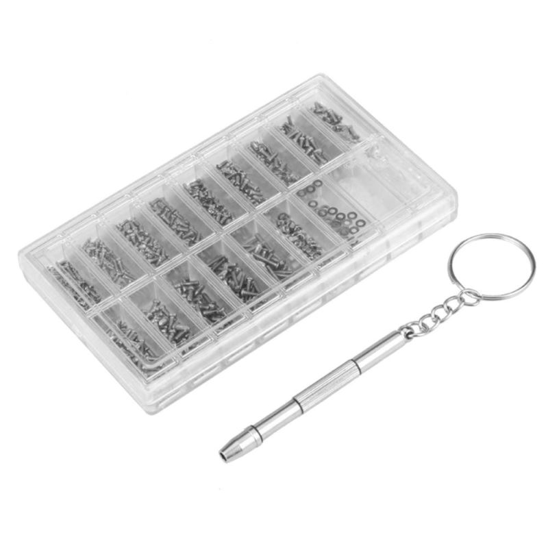 Eyeglasses Repairing Kit Set Assorted Storage Box Design 1000PCS Screws and Pads with Micro Screwdriver for Watch Clock Spectacle Eyewear Repairing Portable  |   Others Hardware & Gadgets Others