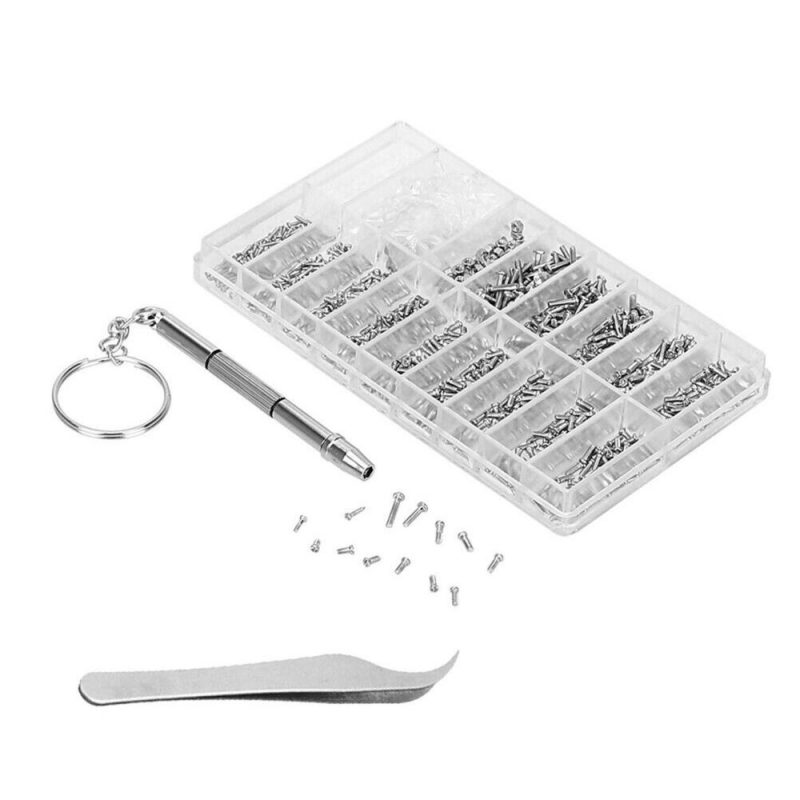 Eyeglasses Repairing Kit Set Assorted Storage Box Design 1000PCS Screws and Pads with Micro Screwdriver for Watch Clock Spectacle Eyewear Repairing Portable  |   Others Hardware & Gadgets Others