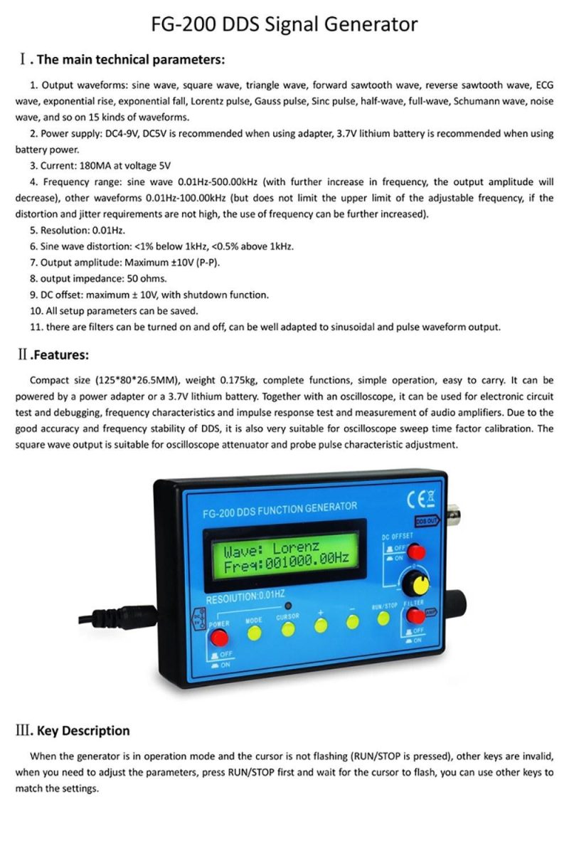 FG-200 DDS Function Signal Generator Frequency Counter 0.01Hz – 500KHz Signal Source Module Sine+Square+Sawtooth Waveform  |   Other Instruments Measurement & Analysis Instruments Other Instruments