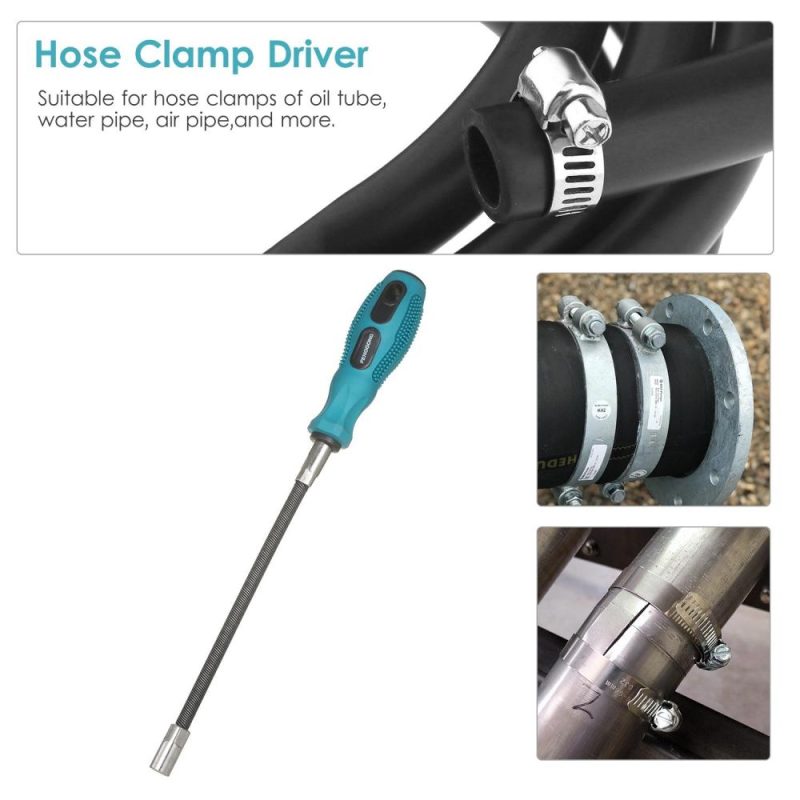 Flexible Hose Clamp Driver 7mm Metric Nut Driver Non-Slip Flex Socket Wrench Automotive Replacement Clamp Tool for Marine Auto  |   Hardware & Accessories Hardware & Accessories Blue