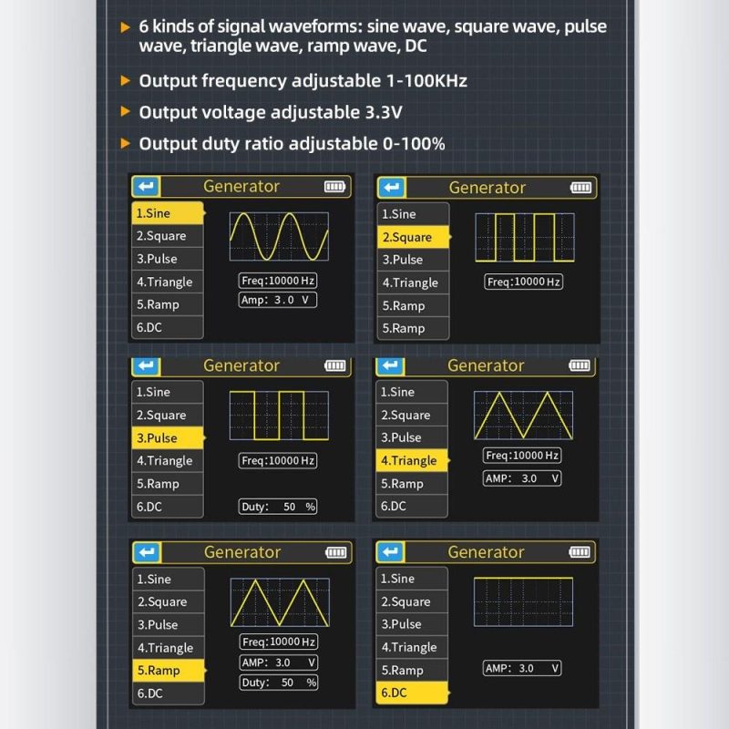 FNIRSI DSO-TC3 3in1 Digital Oscilloscope Transistor Tester Function Signal Generator with 2.4 inch TFT Display (Standard Configuration)  |   Digital Multimeters & Oscilloscopes Digital Multimeters & Oscilloscopes Digital Multimeters & Oscilloscopes