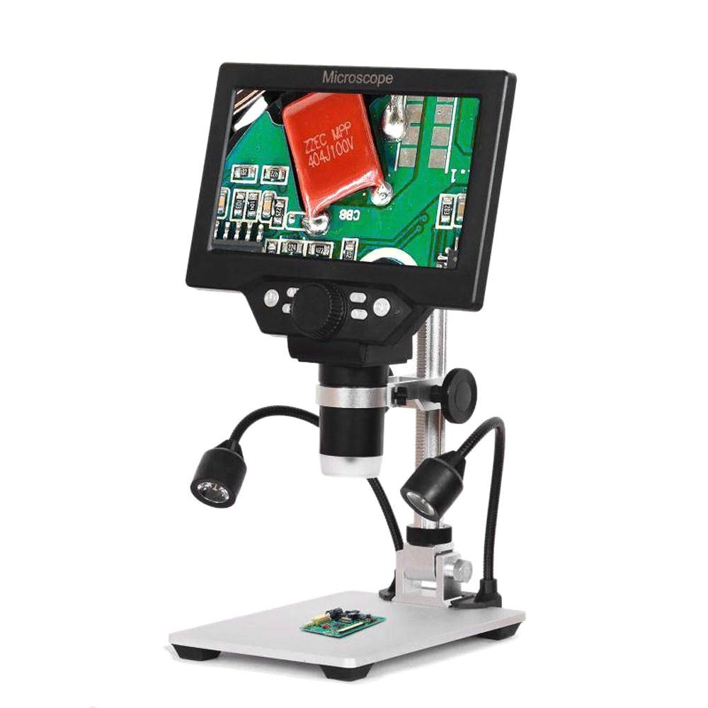 G1200 Digital Microscope 7 Inch Large Color Screen Large Base LCD Display 12MP 1-1200X Continuous Amplification Magnifier With Aluminum Alloy Stand with Two Fill Lights  |   Microscopes & Endoscope Measurement & Analysis Instruments Microscopes & Endoscope