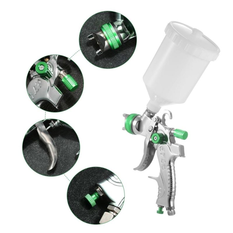 Geevorks  Gravity Feed Air Spray Gun HVLP Sprayer Paint Gun with 600ML Cup 1.4mm 1.7mm 2.0mm Nozzle  |   Power Tool Parts Power & Electrical Tools Green