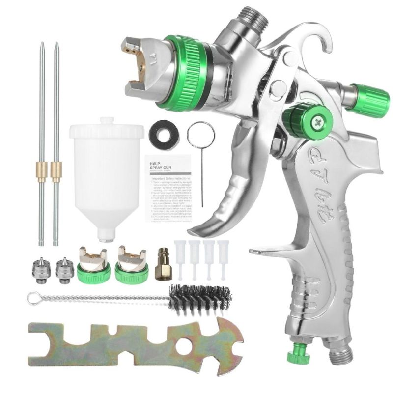 Geevorks  Gravity Feed Air Spray Gun HVLP Sprayer Paint Gun with 600ML Cup 1.4mm 1.7mm 2.0mm Nozzle  |   Power Tool Parts Power & Electrical Tools Green