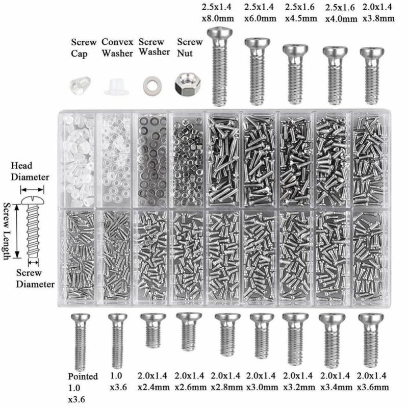 Glasses Repairing Screws Sunglasses Repairing Small Screws Kit Stainless Steel Tool Set About 1000PCS  |   Others Hardware & Gadgets Others